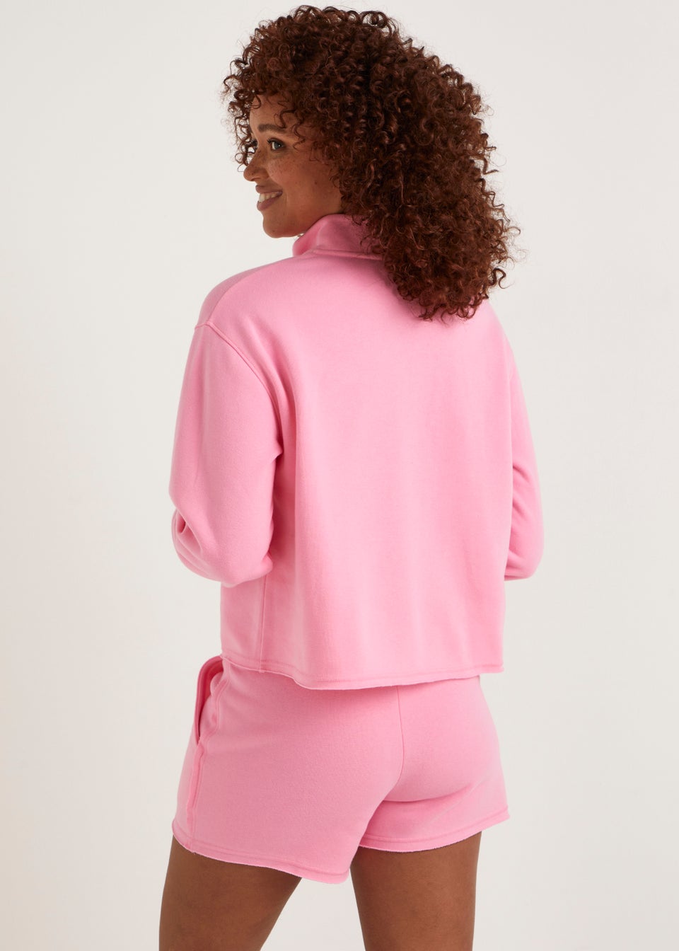 Pink Half Zip Seamless Co-Ord Sweatshirt