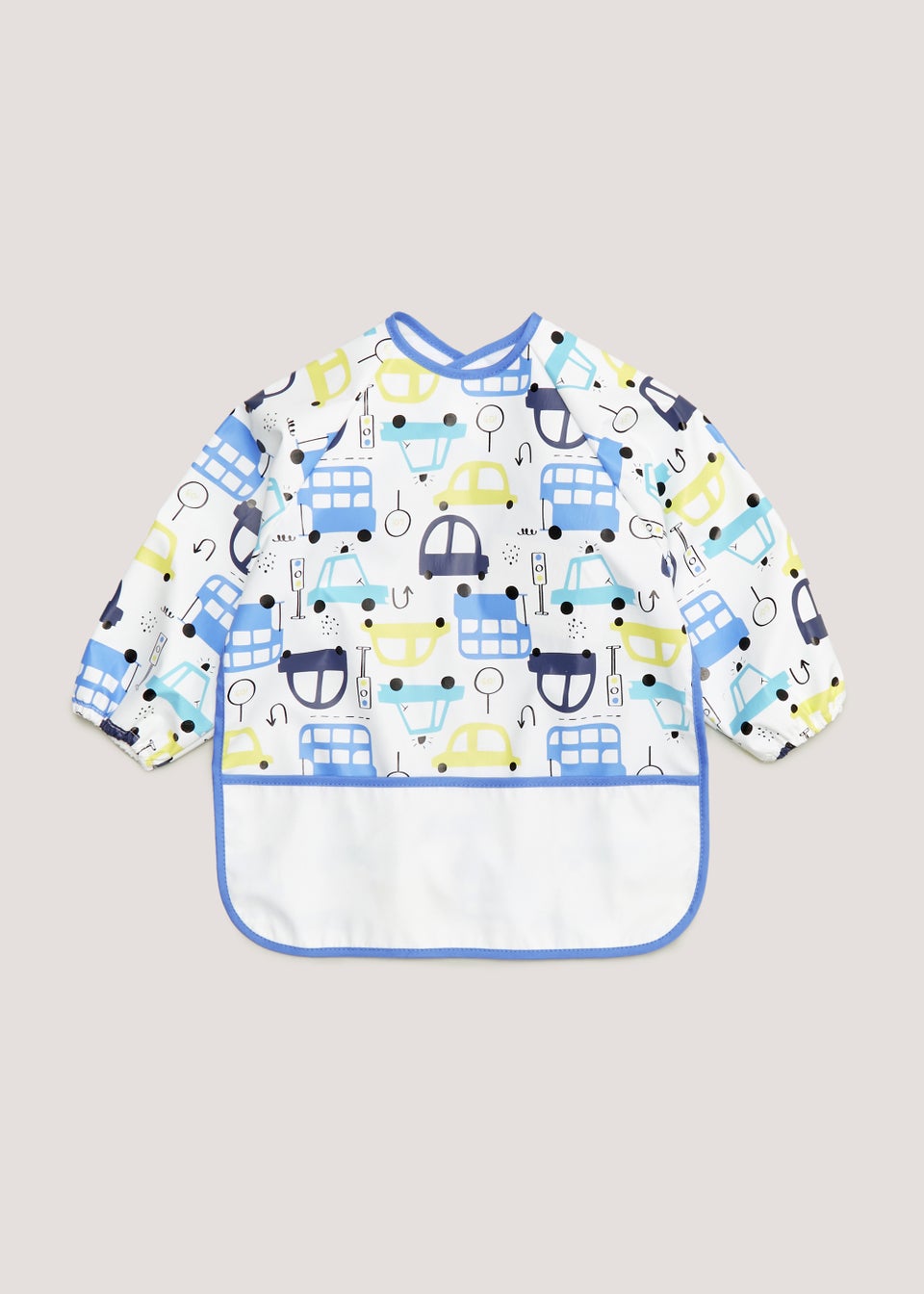 Blue Car Coverall Weaning Bib