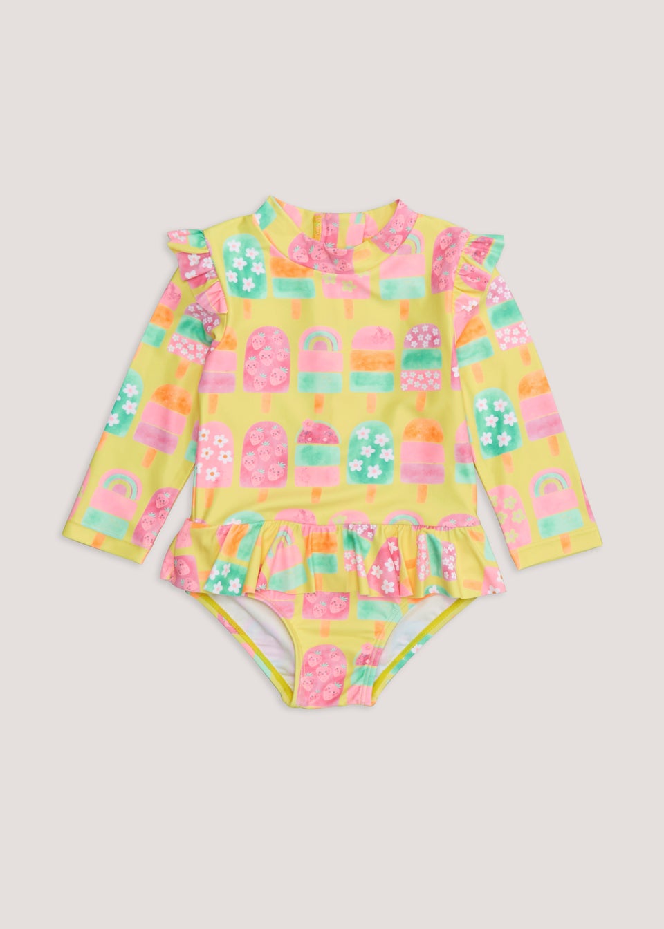 Girls Yellow Ice Lolly Surf Suit (3mths-6yrs)