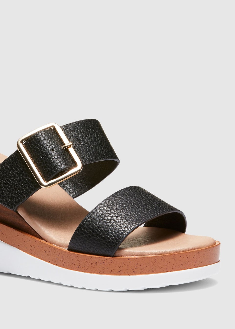 NOVO Black Bridgette Wedged Mules