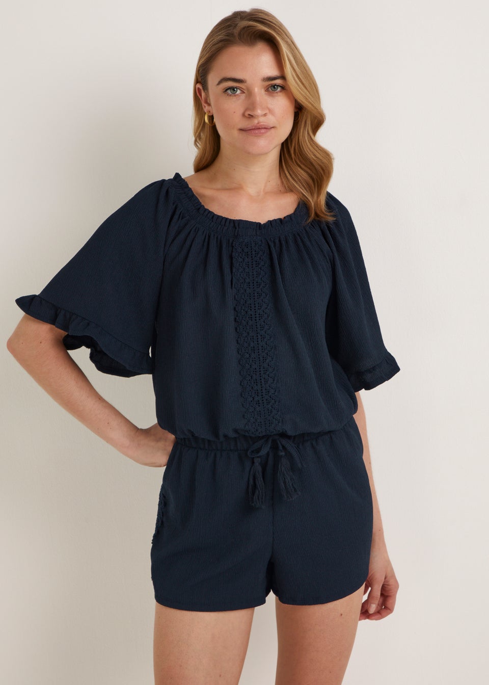 Navy Lace Co-Ord Top