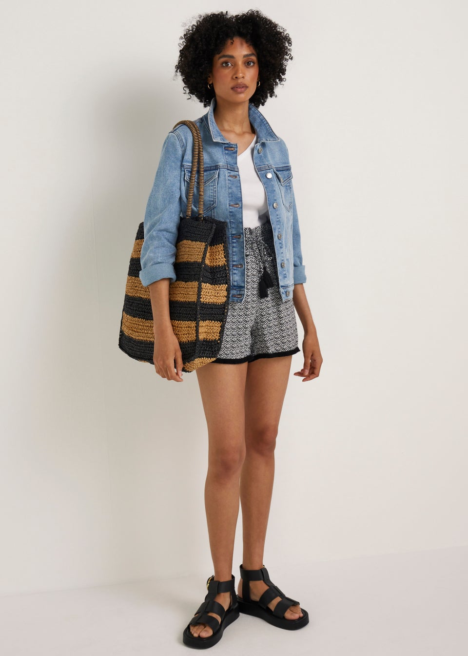 Monochrome Print Tassel Shorts