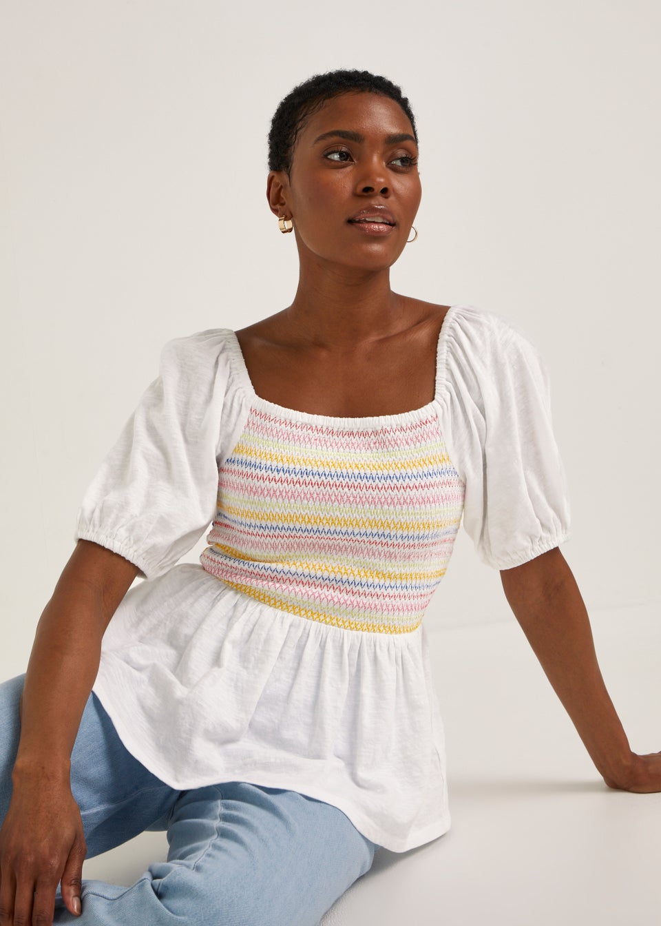Shirred online smock top