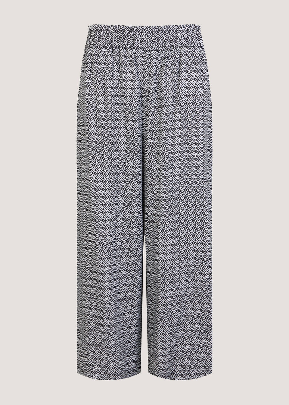 Black & White Ikat Cropped Wide Leg Trousers