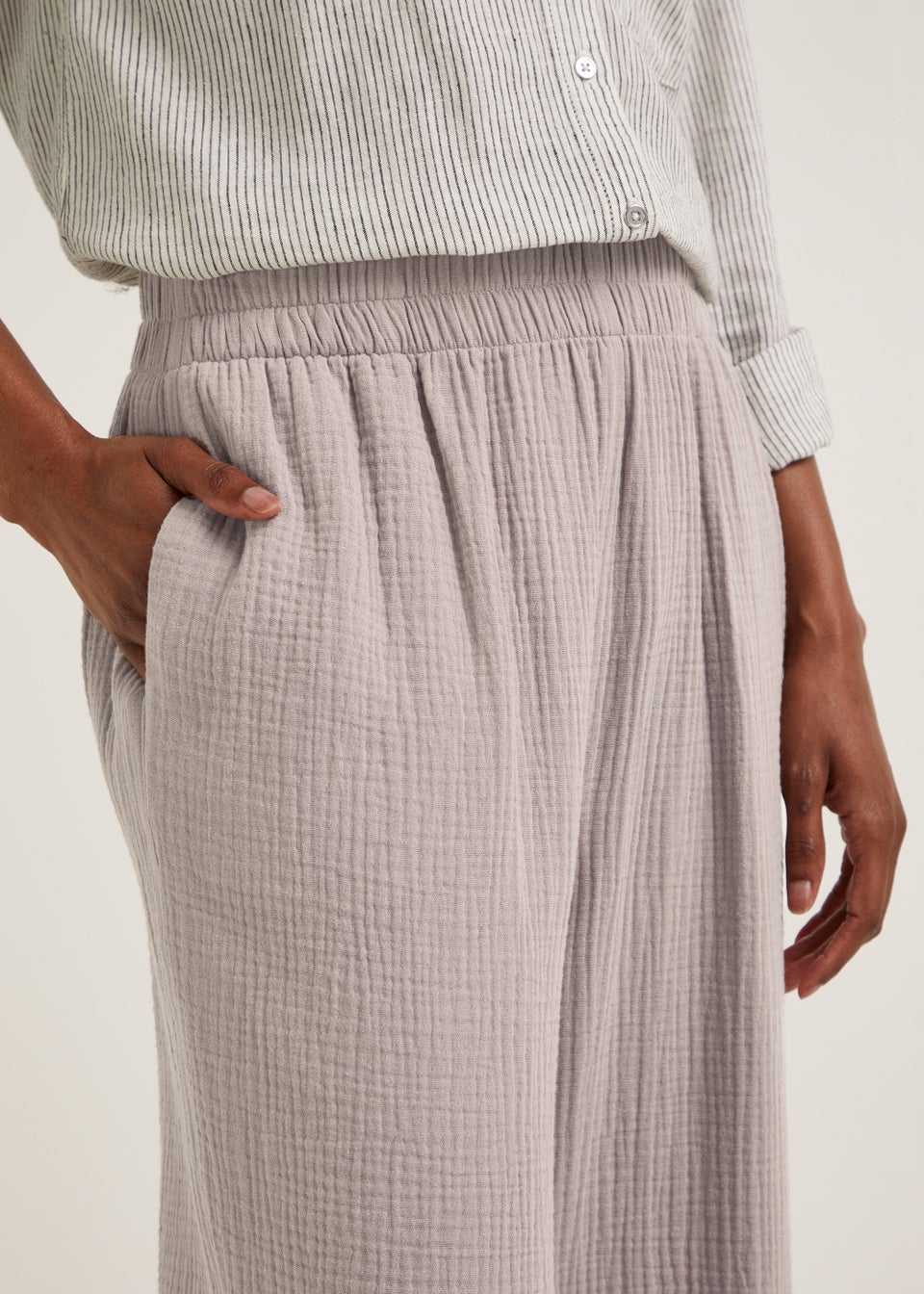 Mink Double Cloth Cropped Trousers