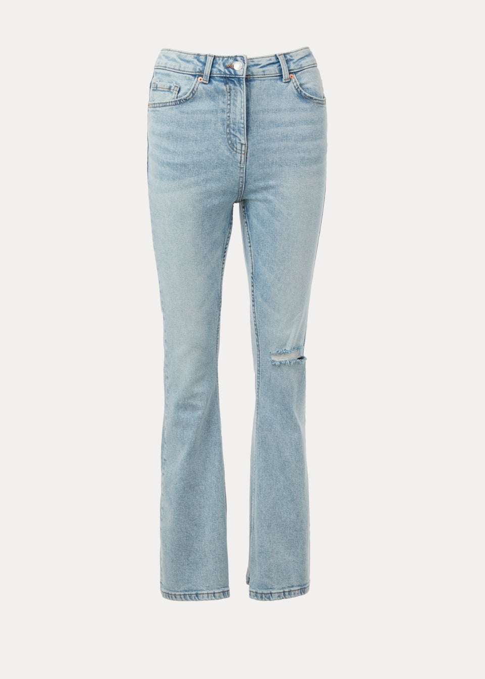 Light Wash Bleached Skinny Flared Distressed Jeans