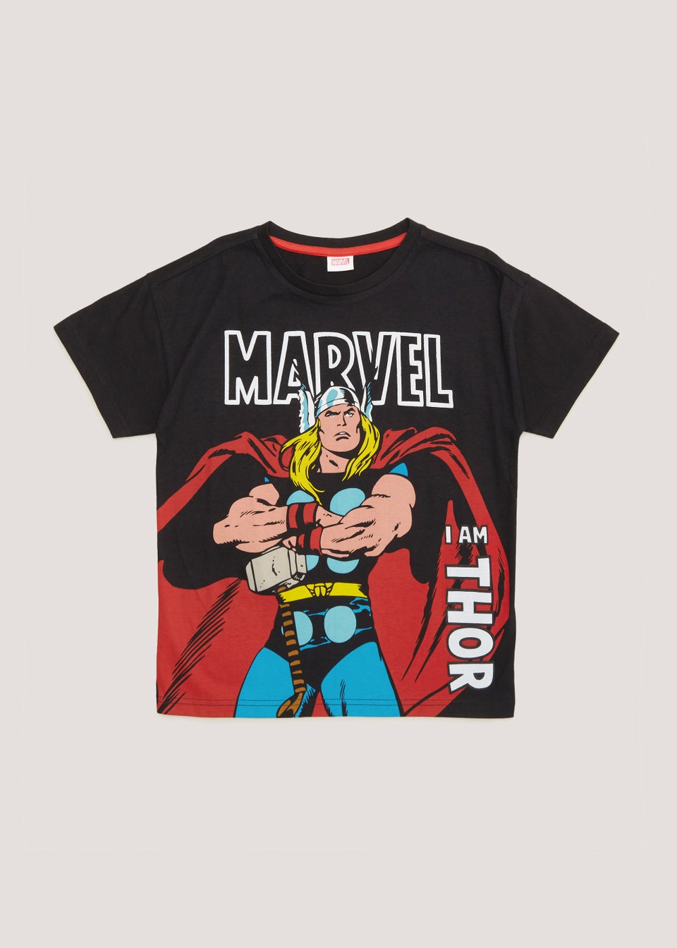 Kids Black Marvel I Am Thor T-Shirt (2-9yrs) - Matalan