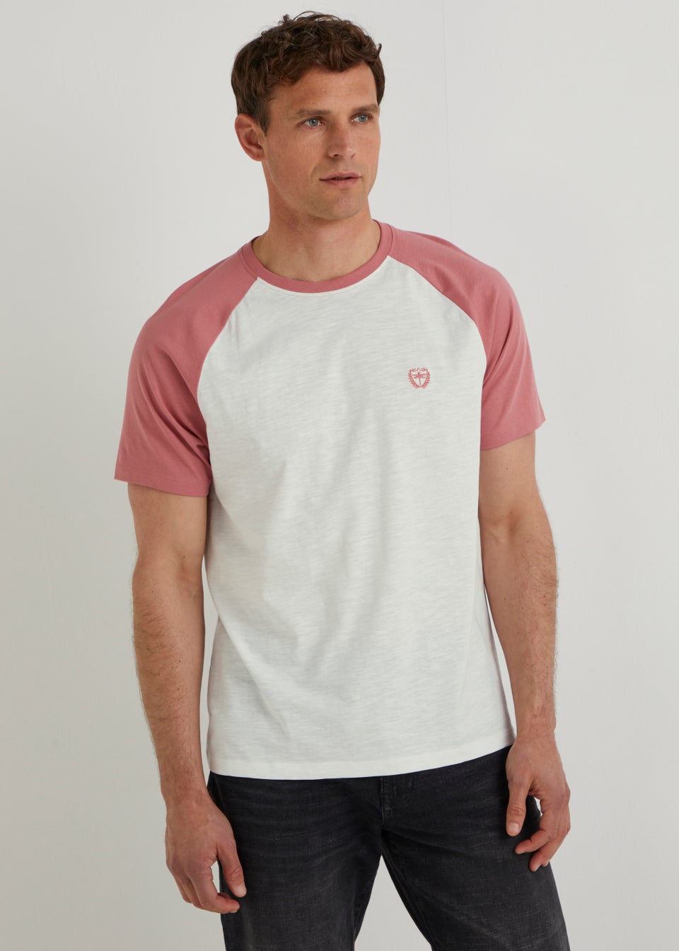 Pink and white t shirt discount