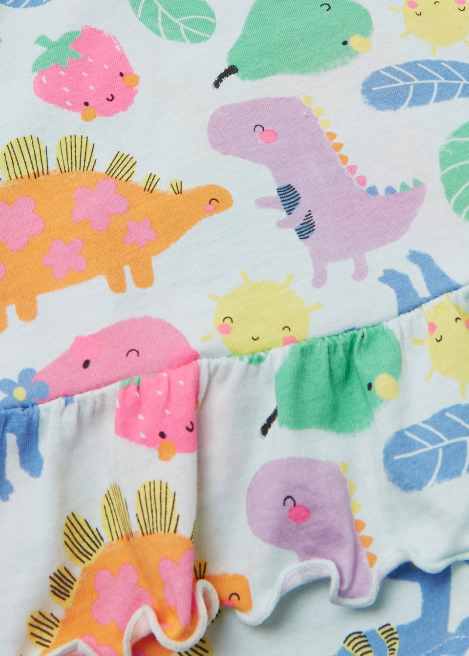 Girls 2 Pack Blue Dinosaur Print Short Pyjama Sets 9mths 5yrs