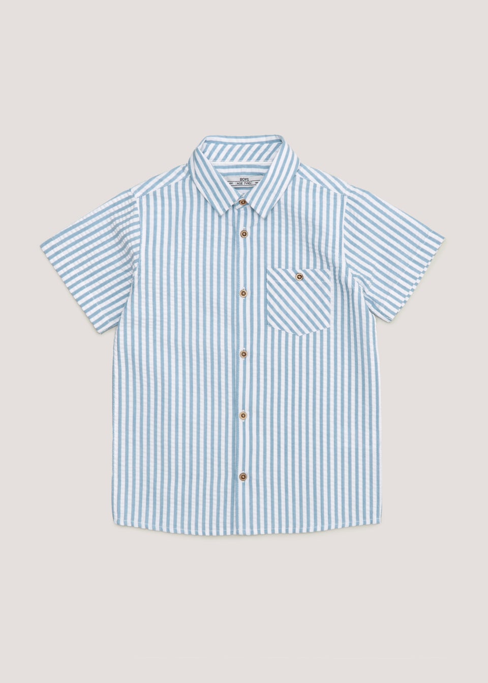 Boys Mini Me Blue Stripe Seersucker Shirt (4-13yrs)