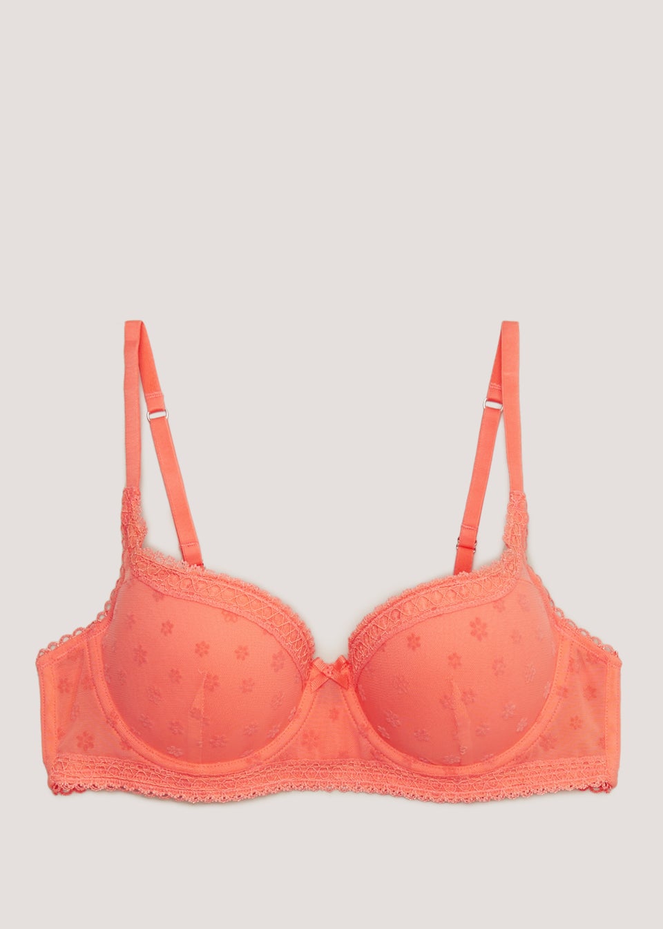 Coral Floral Flock Bra