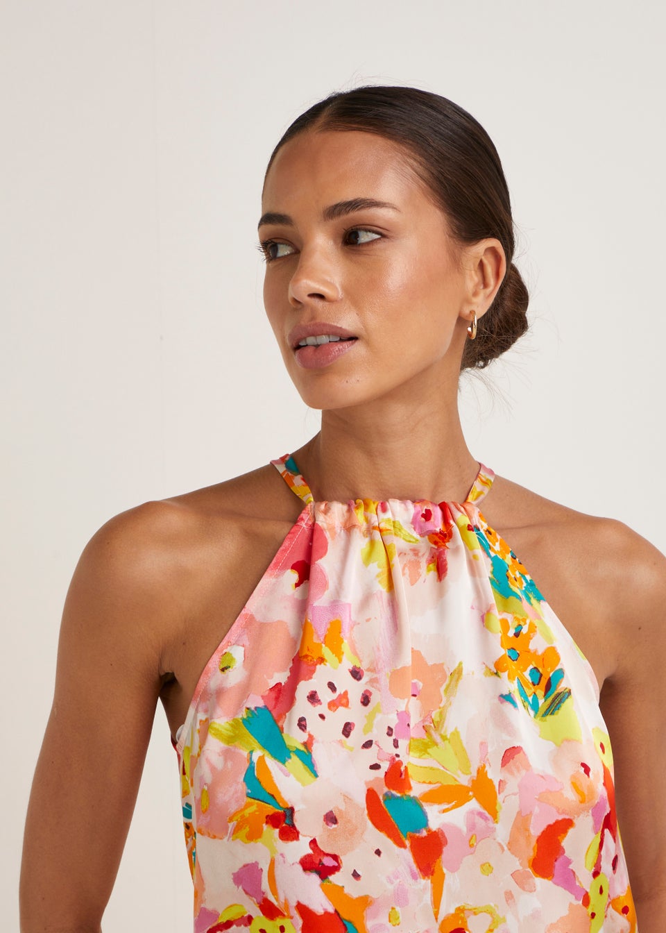 Be Beau Multicoloured Floral Satin Cami Top