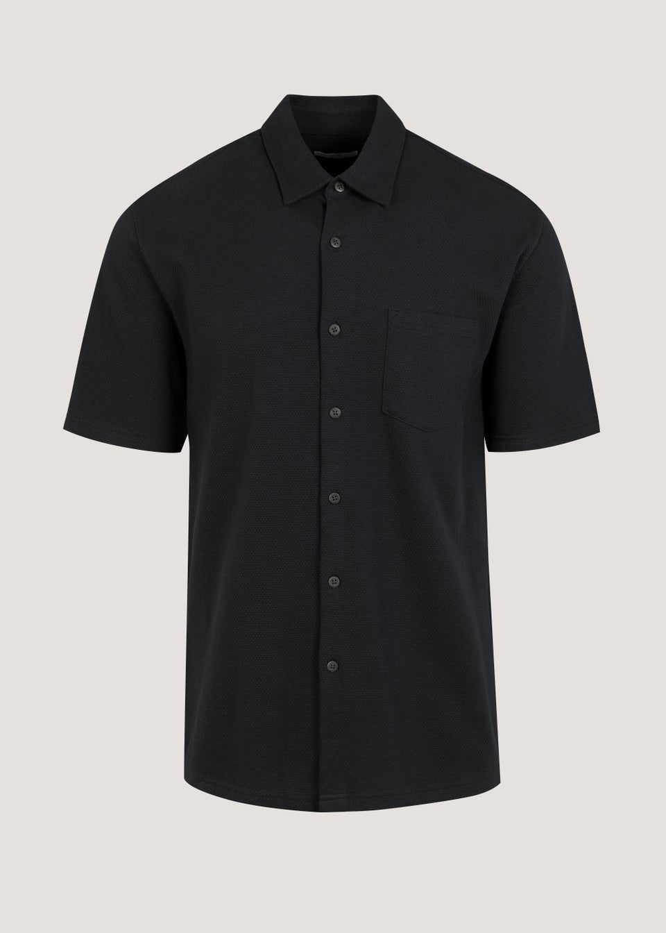 Black Textured Short Sleeve Jersey Shirt