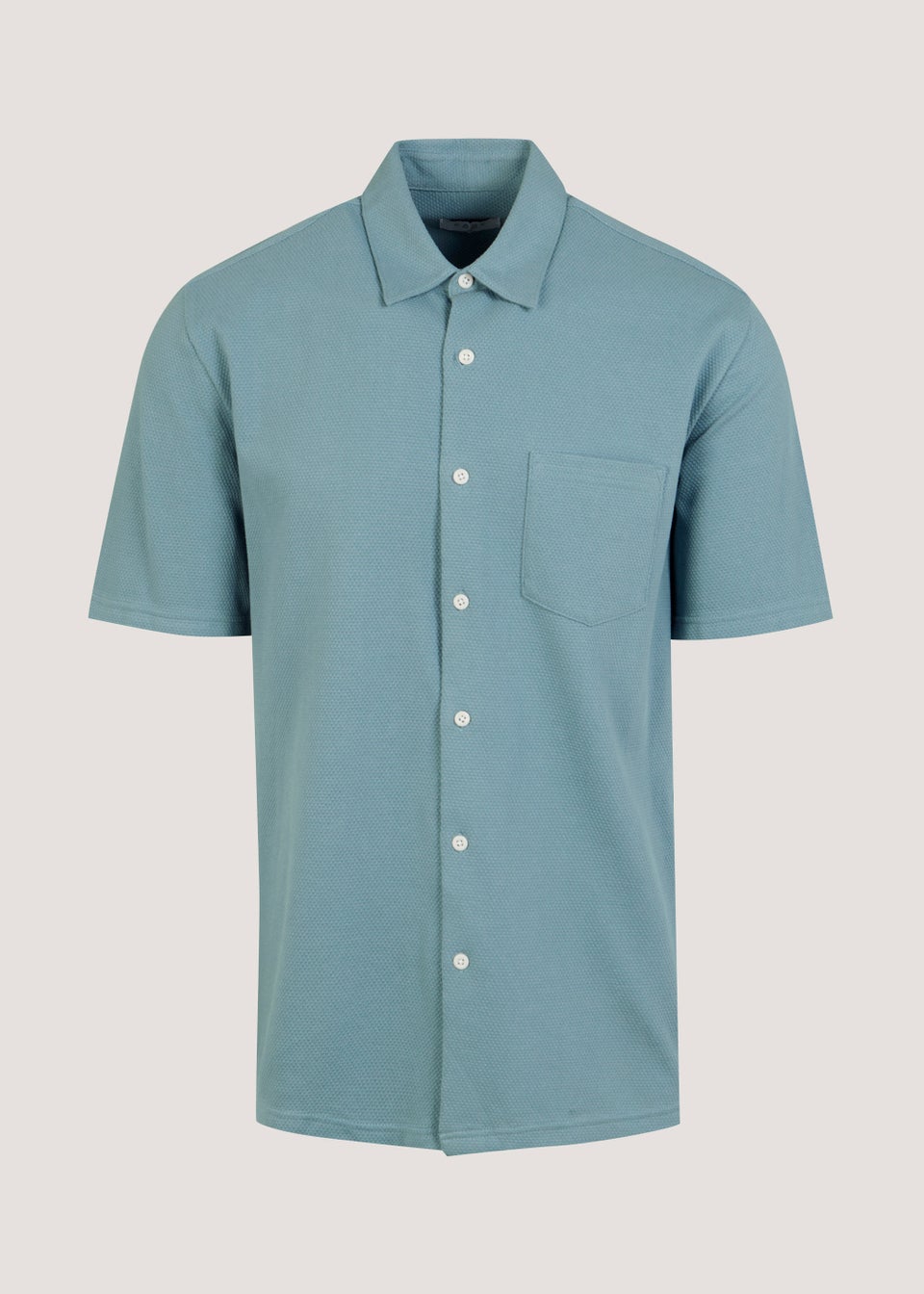 Blue Textured Jersey Short Sleeve Shirt - Matalan