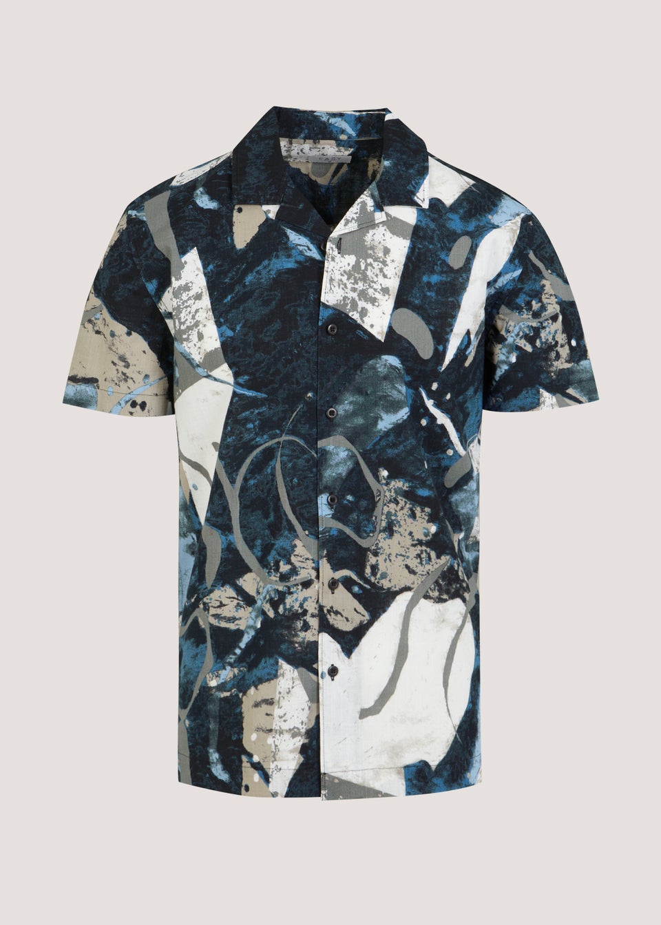 Navy Marble Print Short Sleeve Shirt