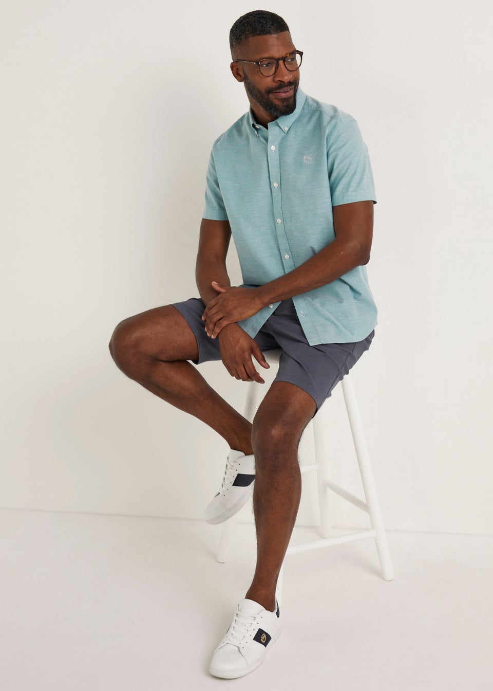 Green Short Sleeve Oxford Shirt