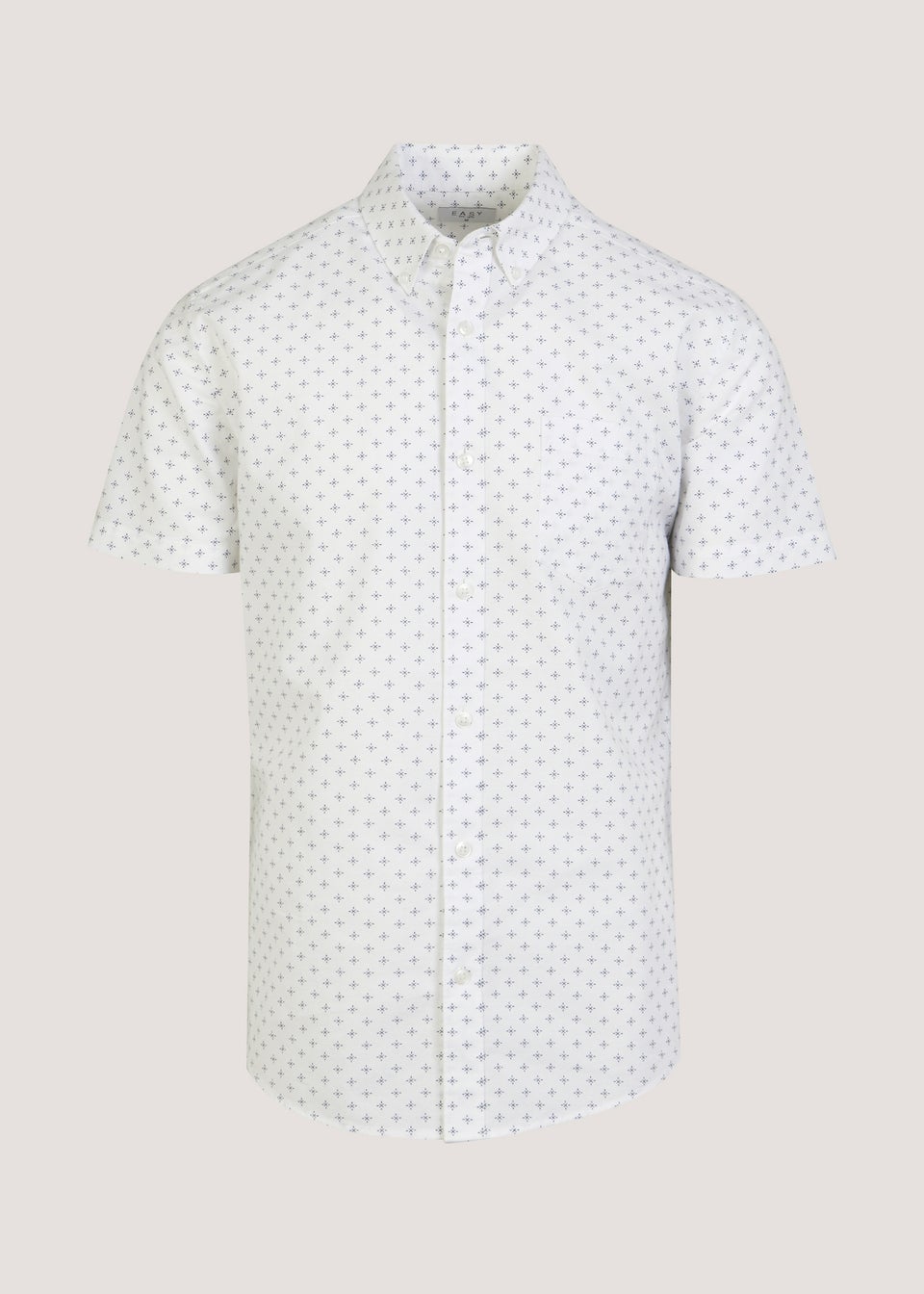 White Oxford Print Short Sleeve Shirt