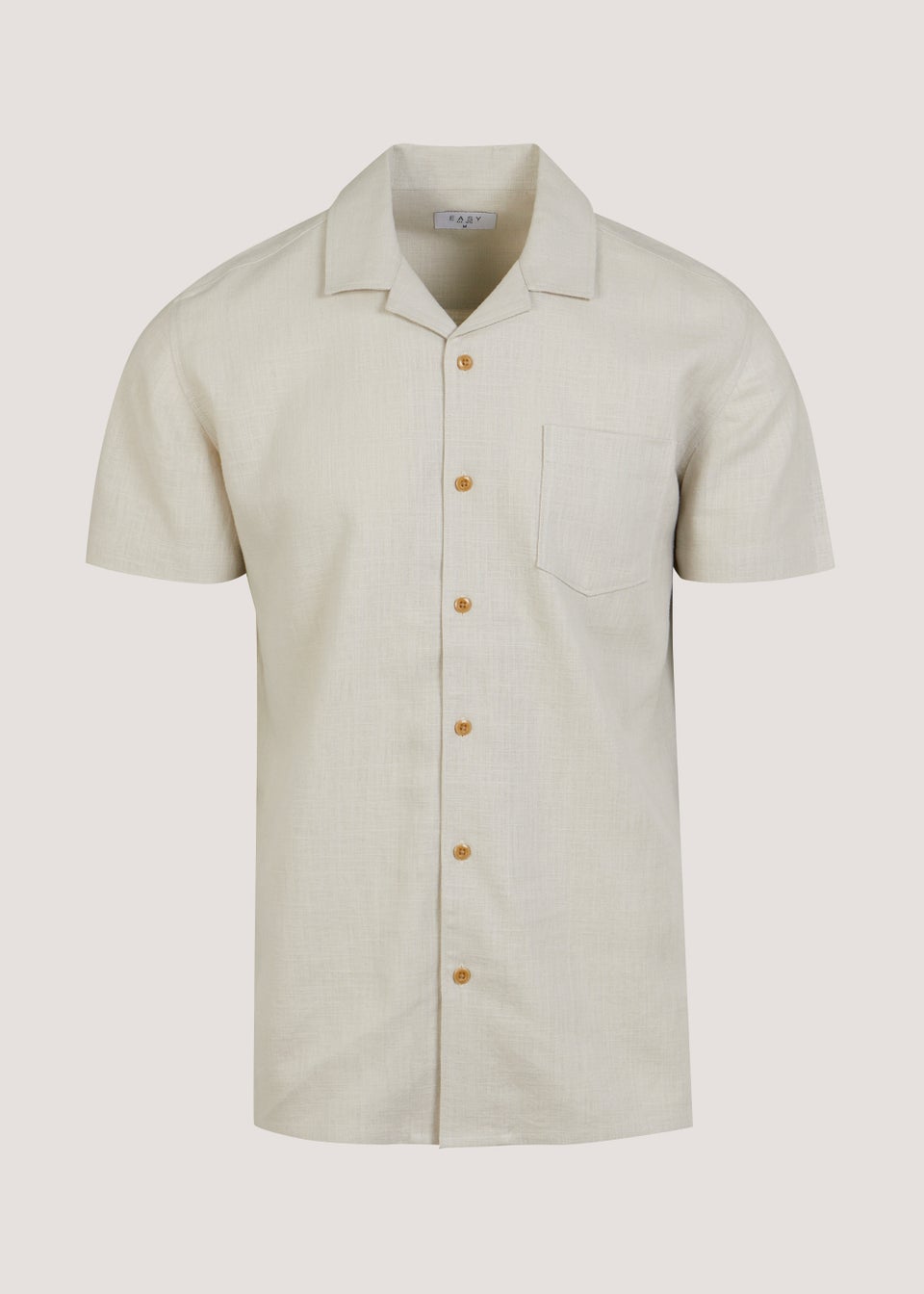 Stone Linen Blend Short Sleeve Shirt