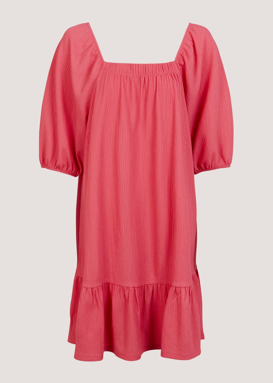 Papaya Curve Pink Textured Square Neck Mini Dress