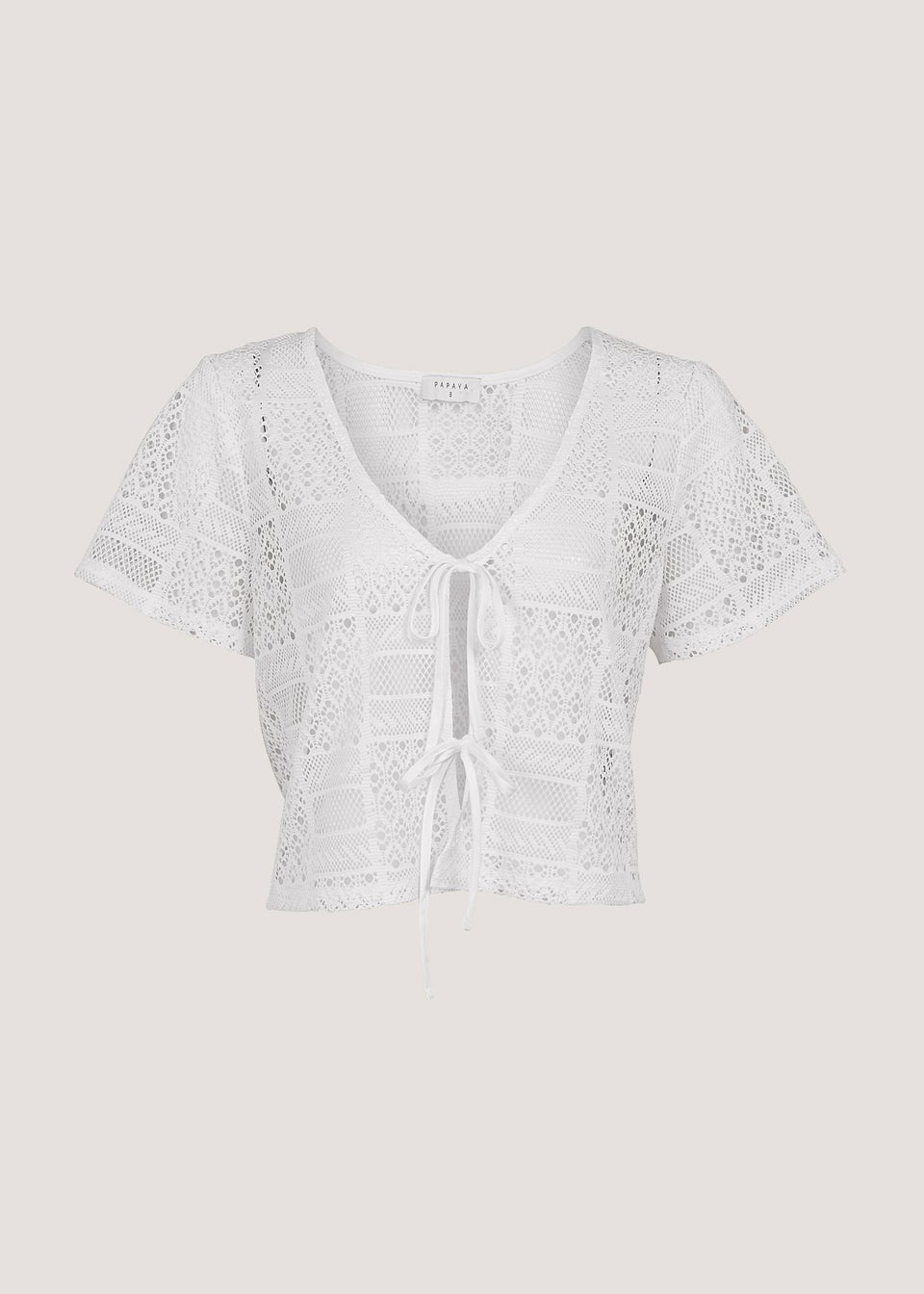Cream Lace Tie Front Co-Ord Top