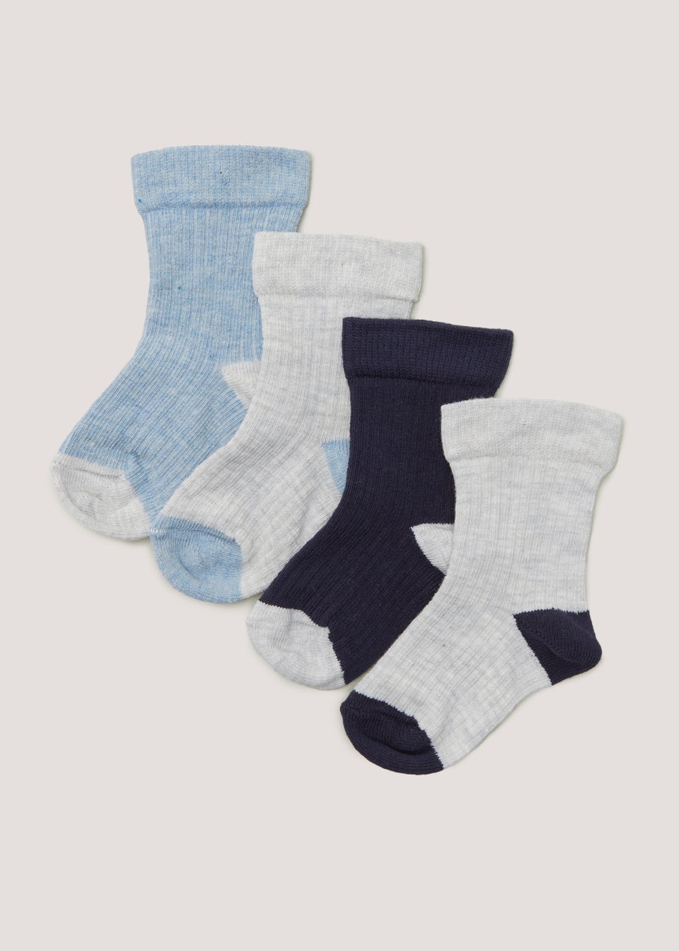 4 Pack Blue Baby Socks (Newborn-12mths)