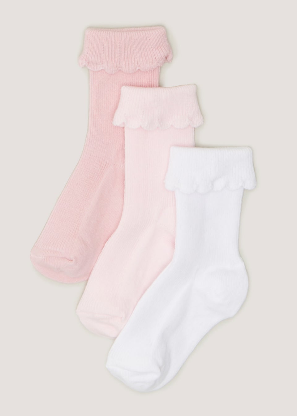 3 Pack Pink Frill Baby Socks (Newborn-12mths)