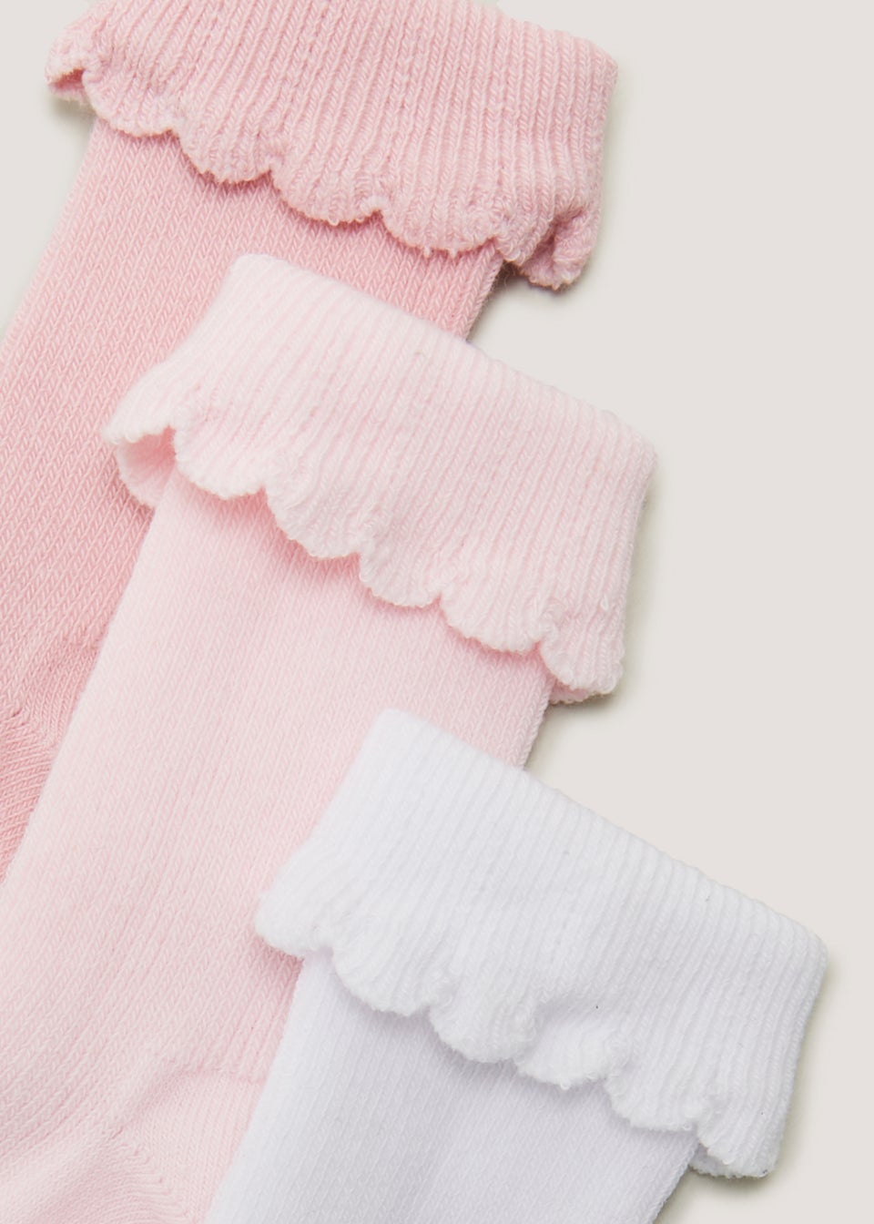3 Pack Pink Frill Baby Socks (Newborn-12mths)