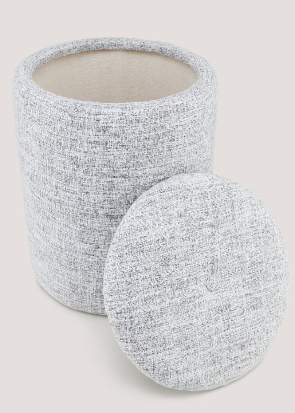 Grey Linen Storage Pouffe (45cm x 43cm x 40cm)
