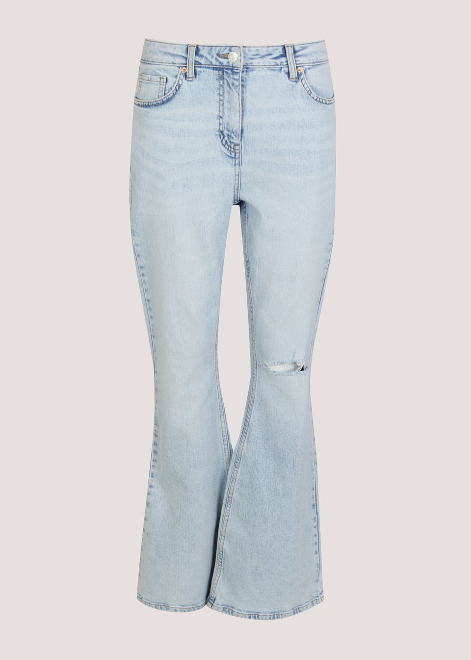 Papaya Petite Light Wash Bleached Skinny Flared Distressed Jeans - Matalan