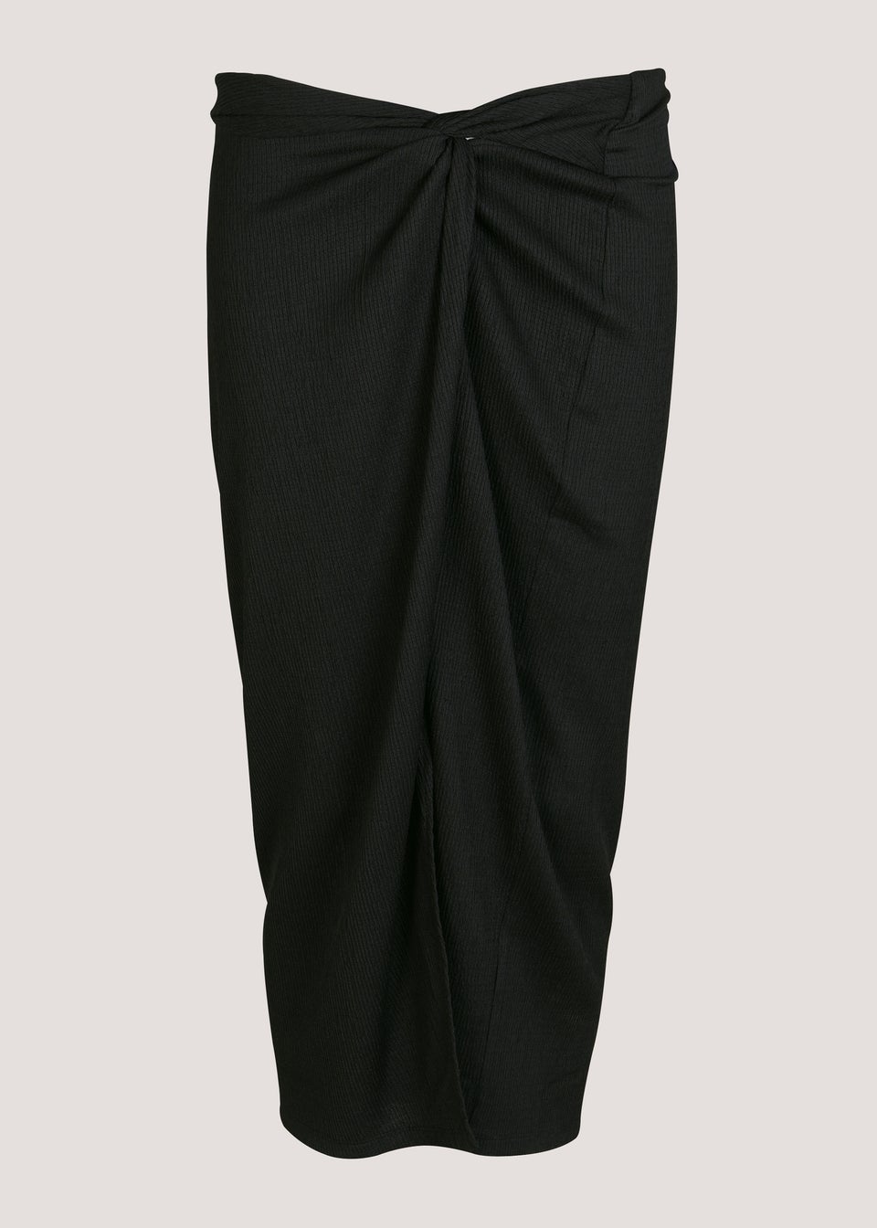 Black Crinkle Jersey Midi Skirt