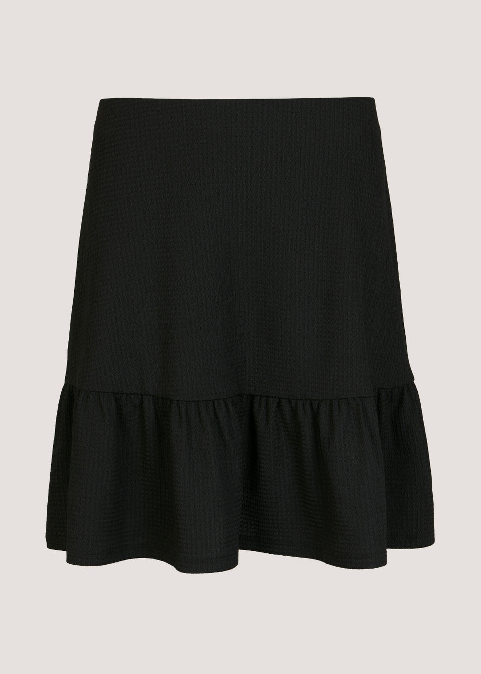 Black Crinkle Jersey Tiered Mini Skirt
