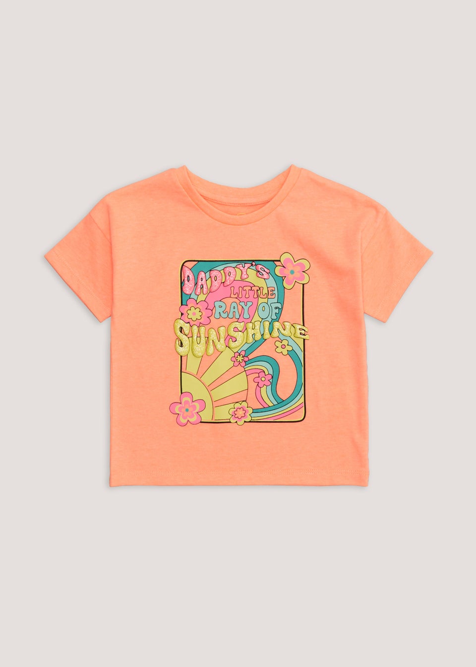 Girls Orange Retro Slogan T-Shirt (9mths-6yrs) - Matalan