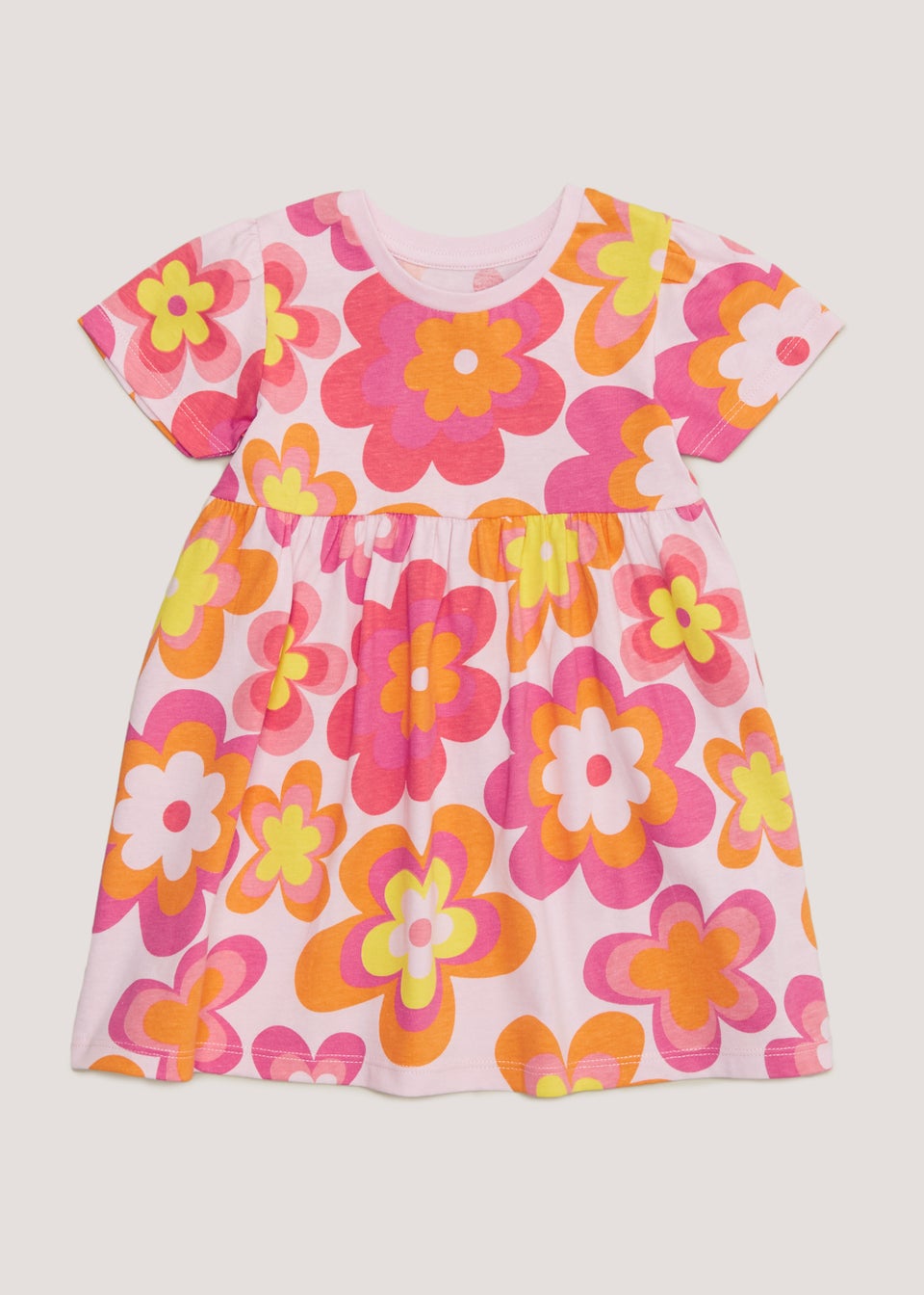 Girls Pink Floral Jersey Dress (9mths-6yrs)