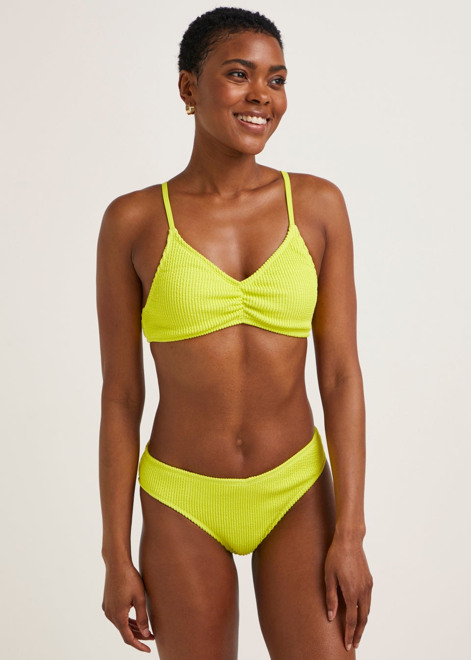 Yellow Crinkle Bikini Top Matalan