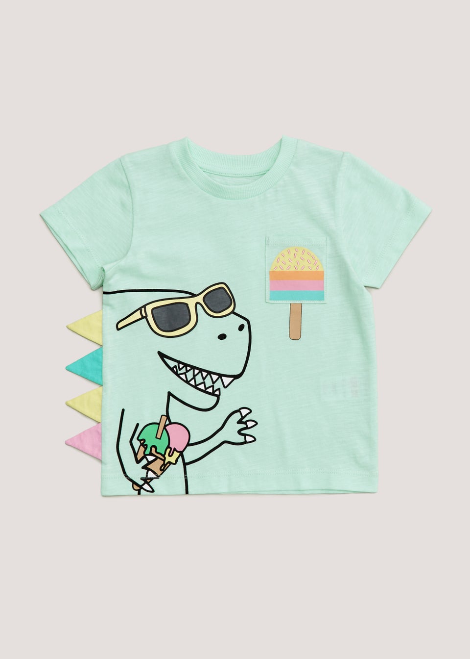 Boys Green 3D Dinosaur Ice Cream T-Shirt (9mths-6yrs)