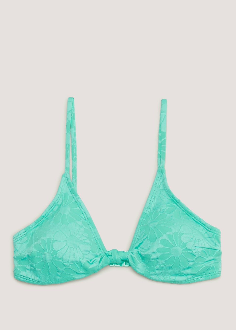 Green Floral Knot Bikini Top