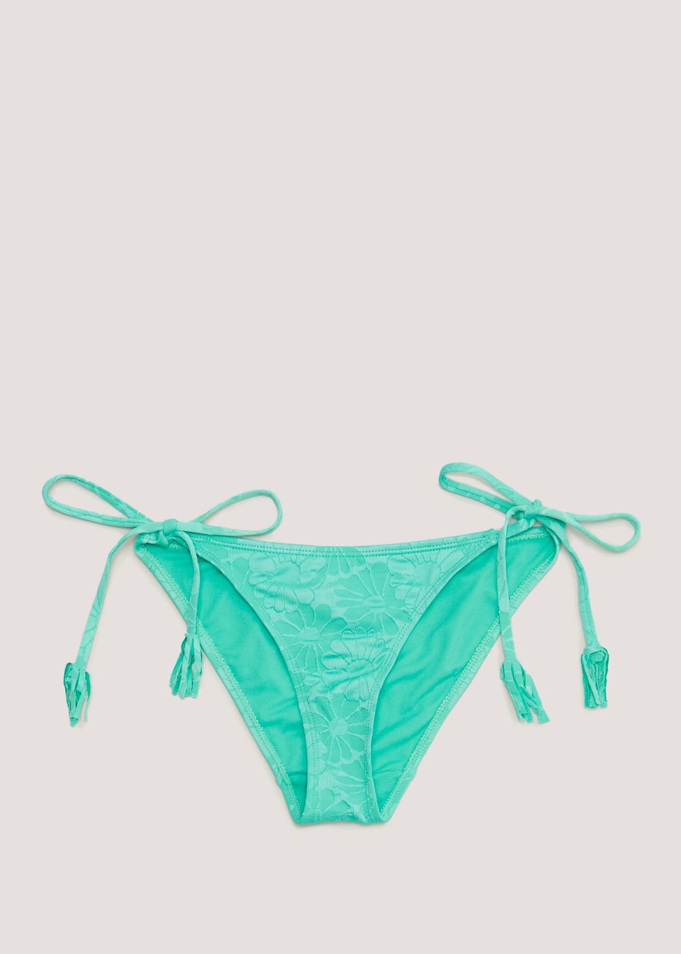 Green Floral Tassel Tie Bikini Bottoms