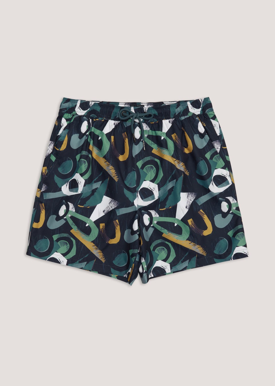Navy Abstract Print Swim Shorts