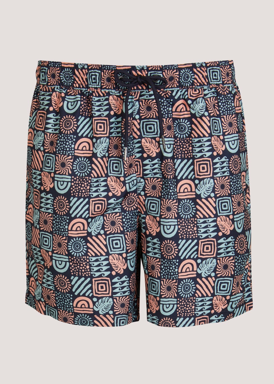 Black Tribal Grid Swim Shorts