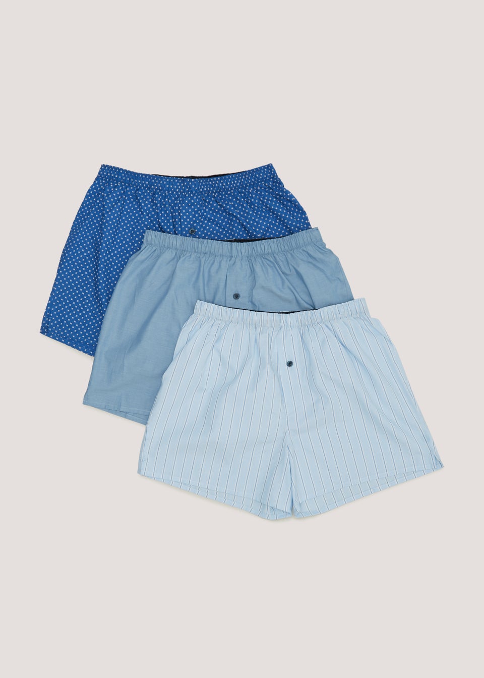 3 Pack Blue Woven Stripe Shorts
