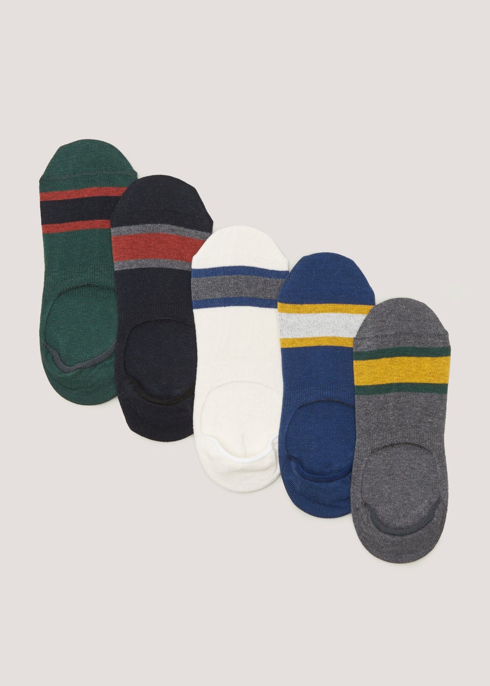 5 Pack Multicoloured Stripe Invisible Socks