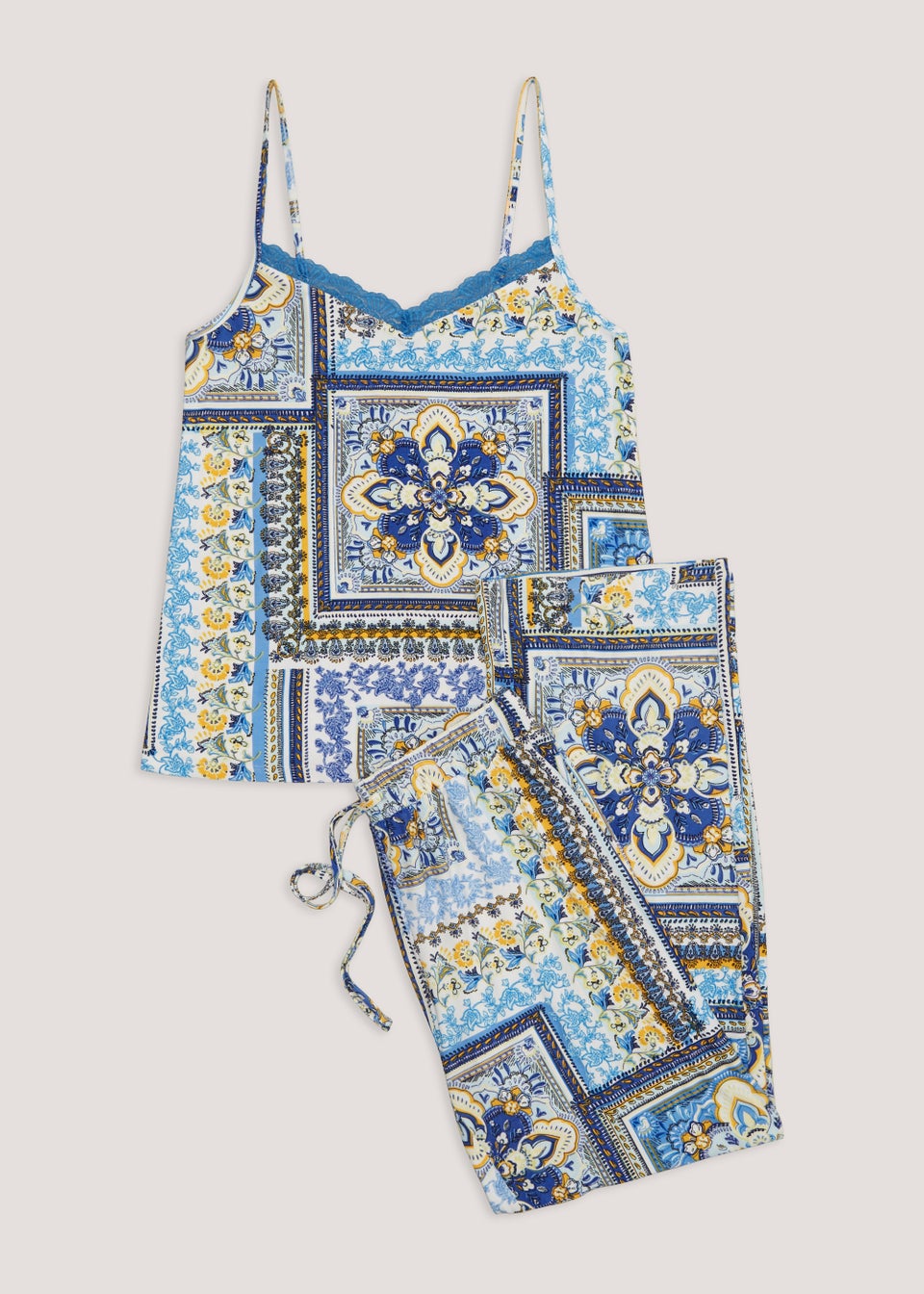 Blue Tile Print Cami Pyjama Set