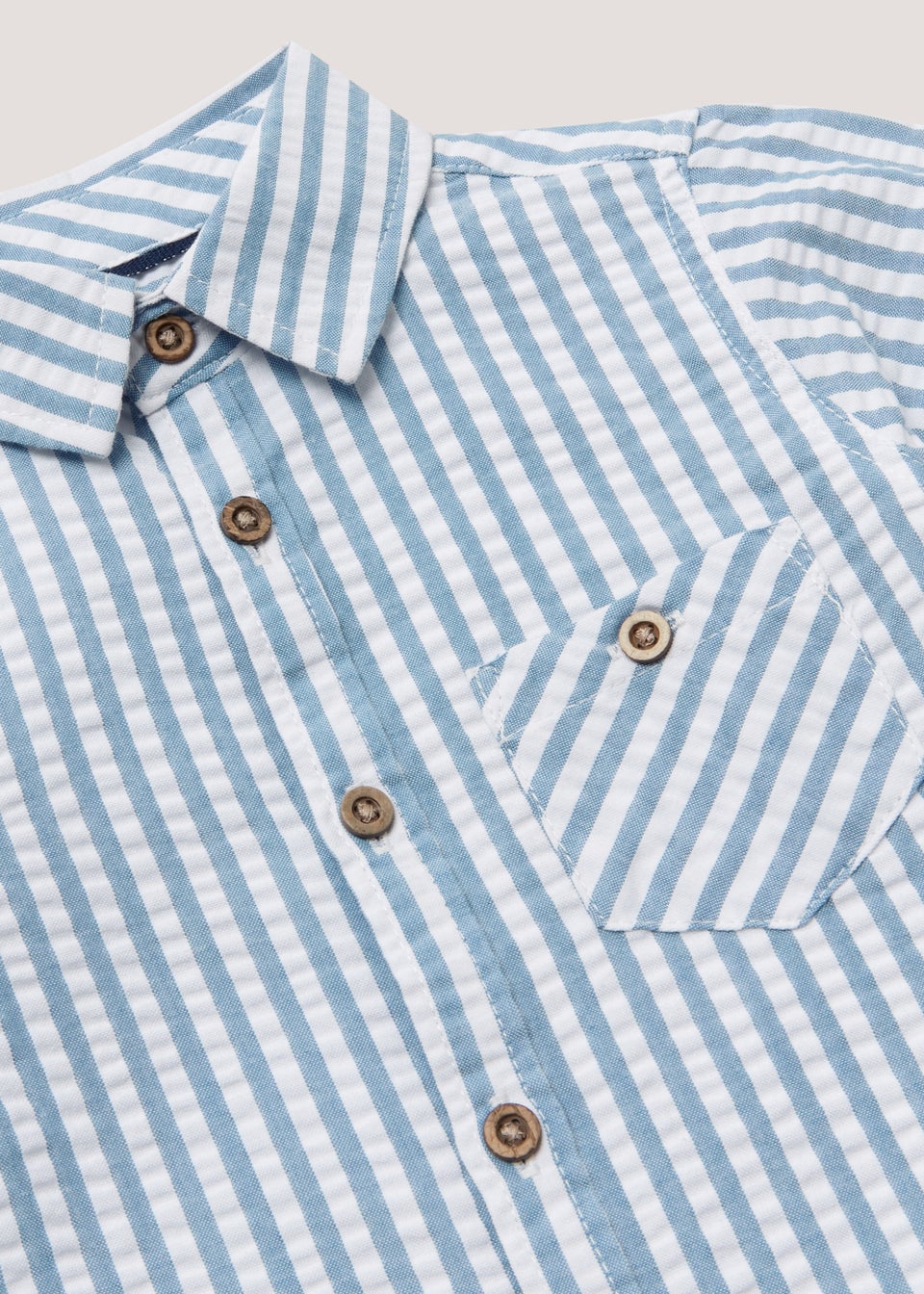 Boys Mini Me Blue Stripe Seersucker Shirt (9mths-4yrs)