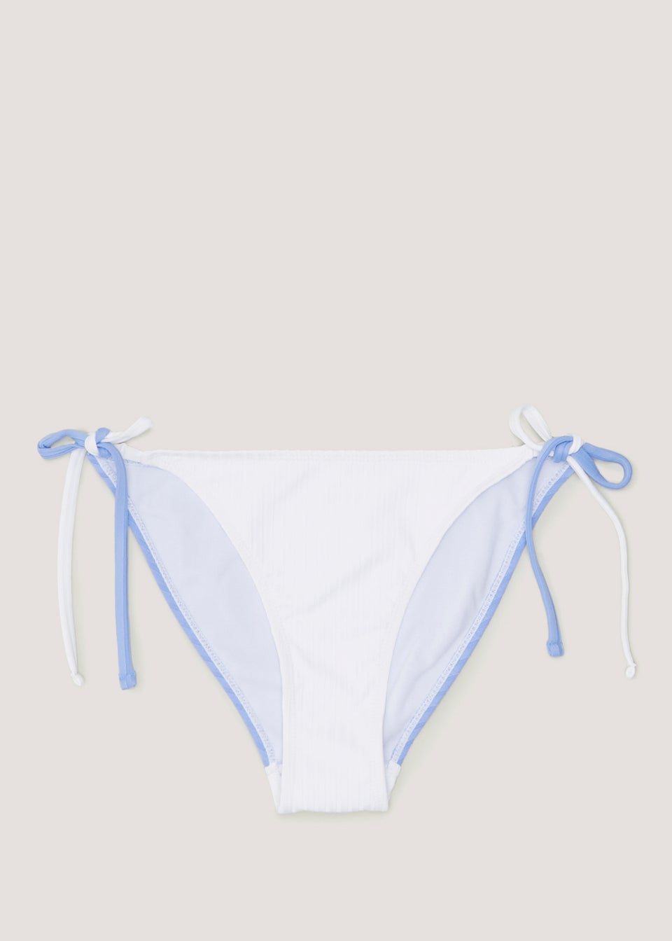Blue & White Colour Block Tie Side Bikini Bottoms