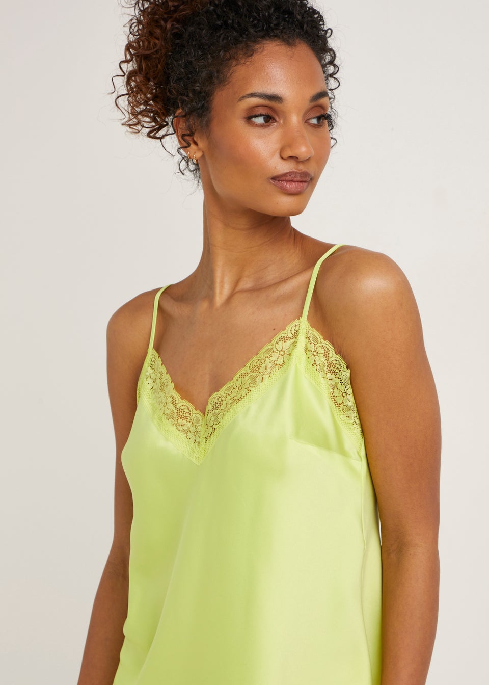 Lime Satin Cami Short Pyjama Set