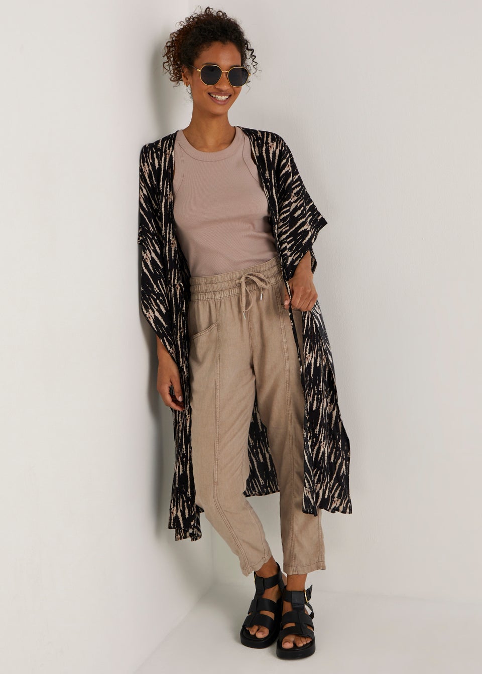 Black Tie Dye Longline Kimono