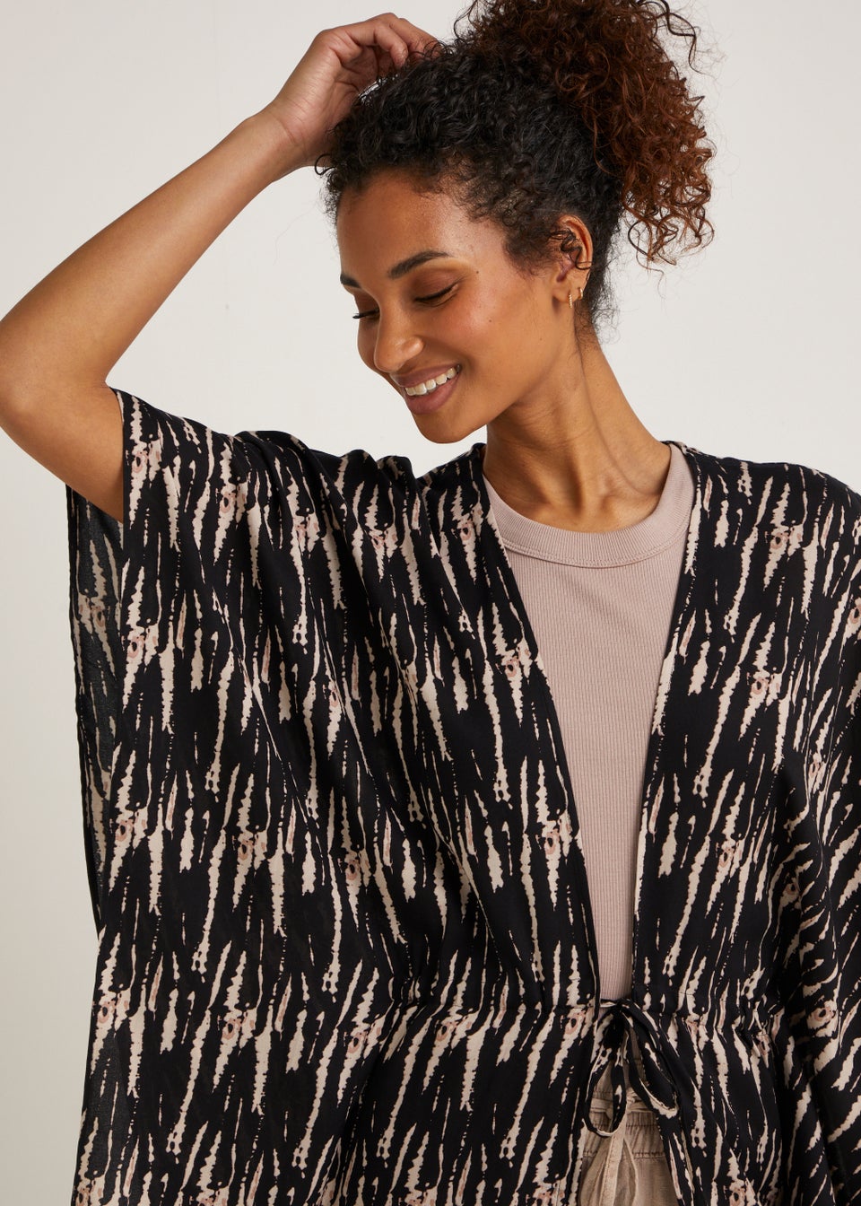Black Tie Dye Longline Kimono
