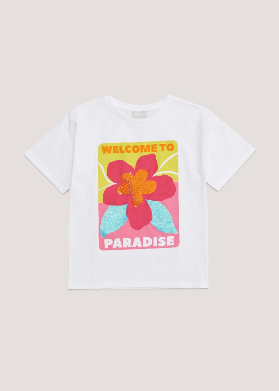 Girls White Paradise T-Shirt (4-13yrs) - Matalan