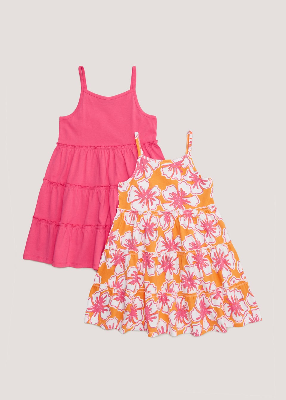 Girls 2 Pack Plain Floral Dresses 4 13yrs Matalan