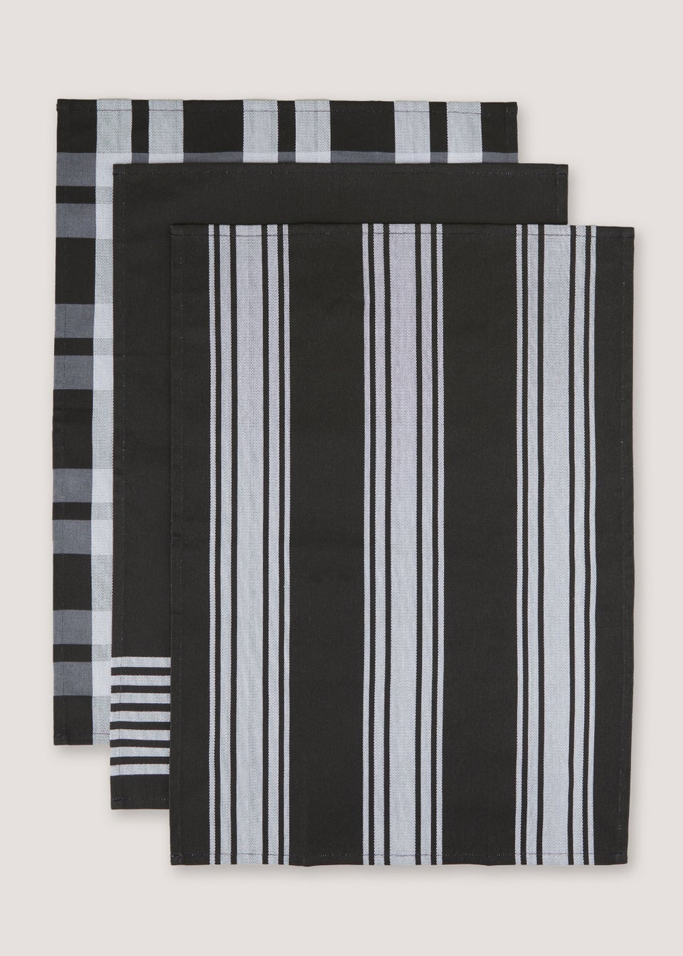 3 Pack Black Pro Textiles Tea Towels (64cm x 46cm)